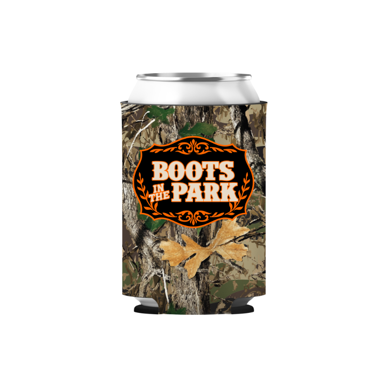 12oz Boots In The Park Camo Koozie