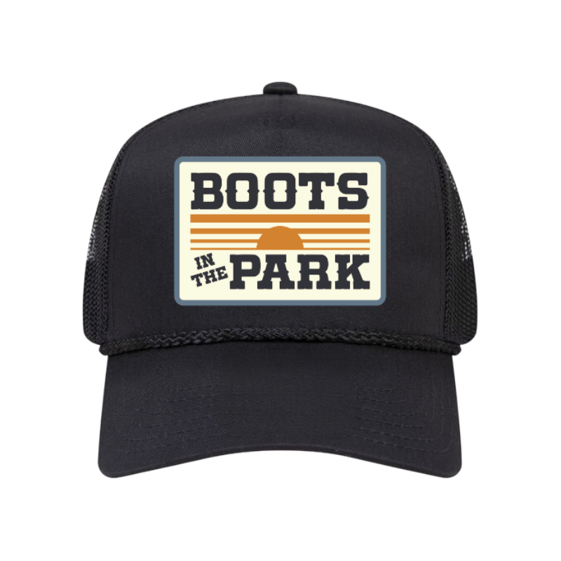 Black Sunset Patch Trucker Rope Hat