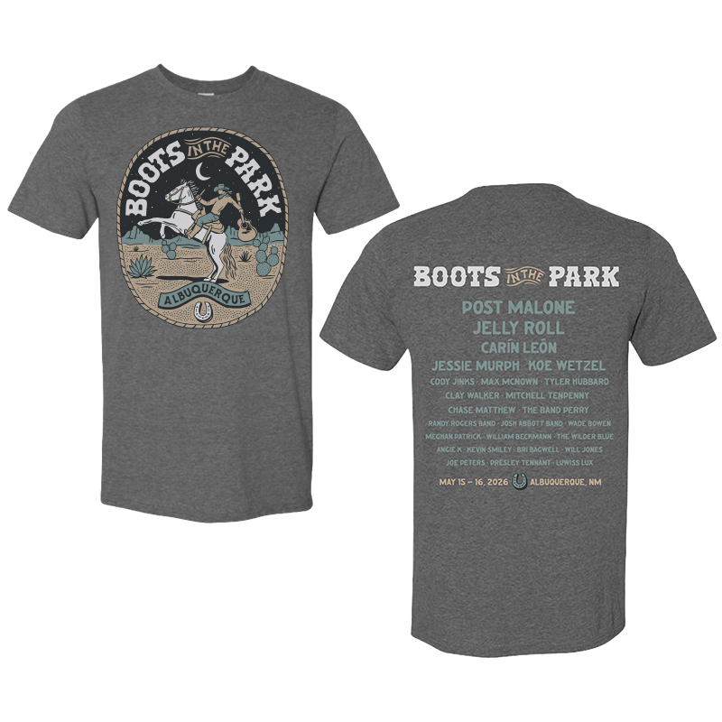 May 15 & 16, 2026 ABQ Boots In The Park - Desert Mustang Grey Tee