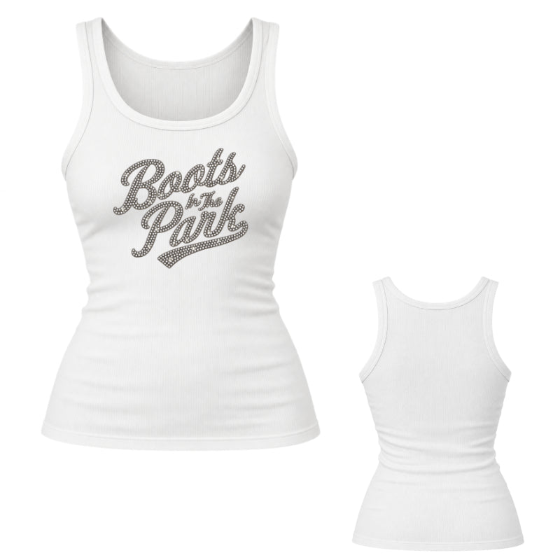 Boots In The Park Rhinestone Ribbed Tank
