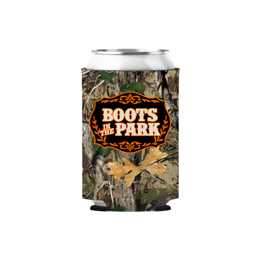 12oz Boots In The Park Camo Koozie