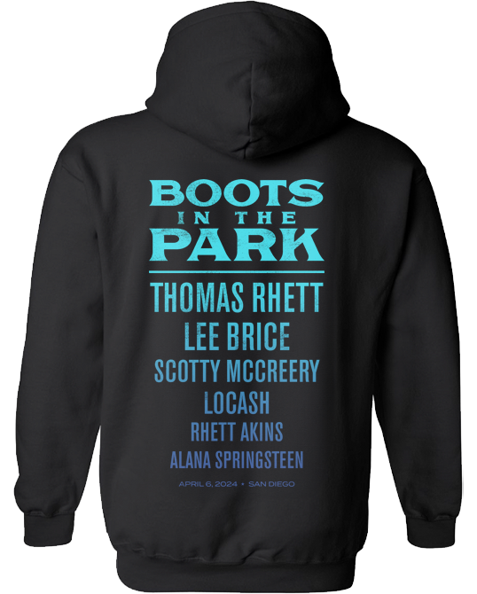 BOOTS IN THE PARK HOODIE: 4/6/24 San Diego (Black)