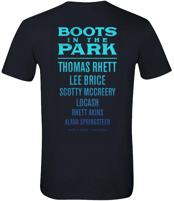 BOOTS IN THE PARK T-SHIRT: 4/6/24 San Diego (Black)