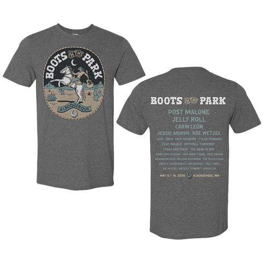 May 15 & 16, 2026 ABQ Boots In The Park - Desert Mustang Grey Tee