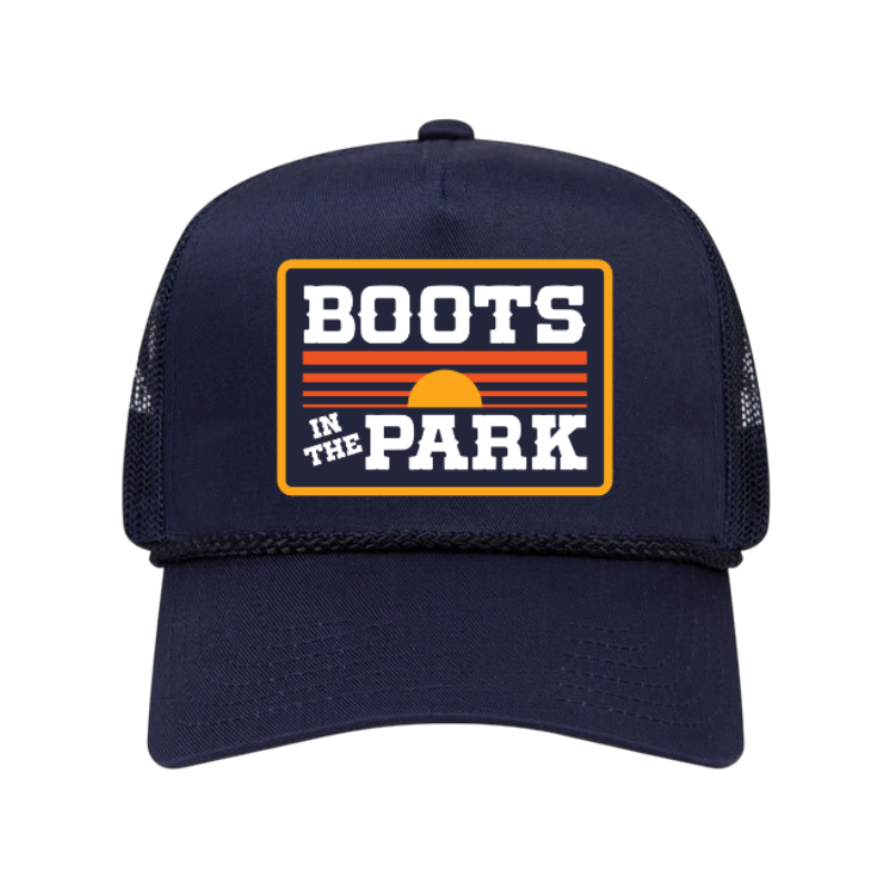 Navy Sunset Patch Trucker Rope Hat